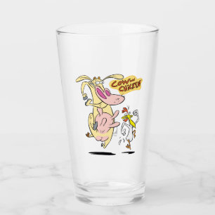 Cow and Chicken Running Graphic Glass