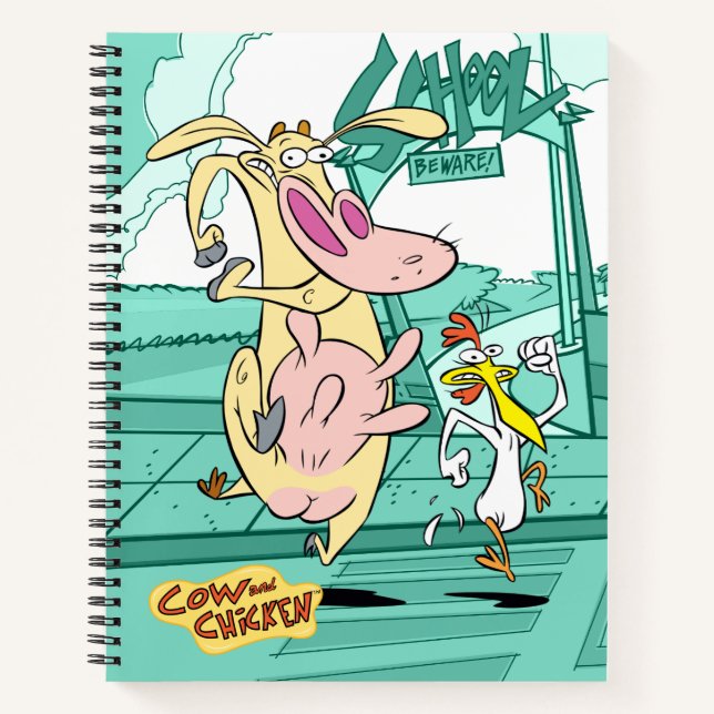 Cow and Chicken Running Graphic Notebook (Front)