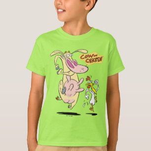 Cow and Chicken Running Graphic T-Shirt