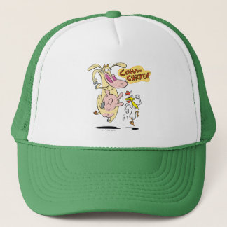 Cow and Chicken Running Graphic Trucker Hat