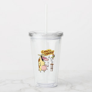 Cow and Chicken Smiling Graphic Acrylic Tumbler