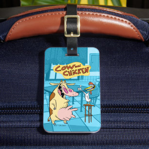 Cow and Chicken Smiling Graphic Luggage Tag