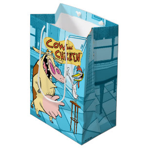 Cow and Chicken Smiling Graphic Medium Gift Bag