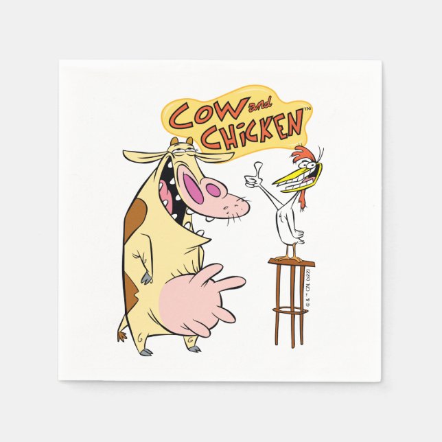 Cow and Chicken Smiling Graphic Napkin (Front)