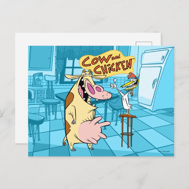 Cow and Chicken Smiling Graphic Postcard (Front/Back)
