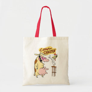 Cow and Chicken Smiling Graphic Tote Bag