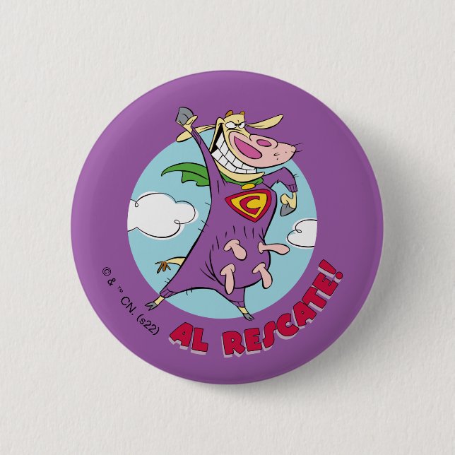 Cow and Chicken Super Cow Al Rescate! 6 Cm Round Badge (Front)