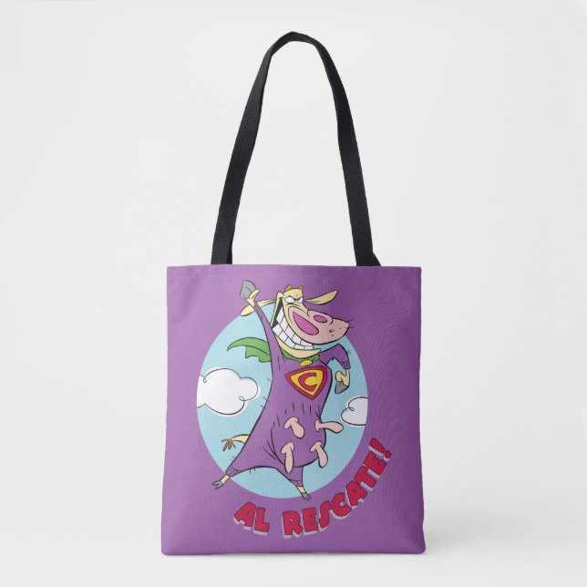 Cow and Chicken Super Cow Al Rescate! Tote Bag (Front)