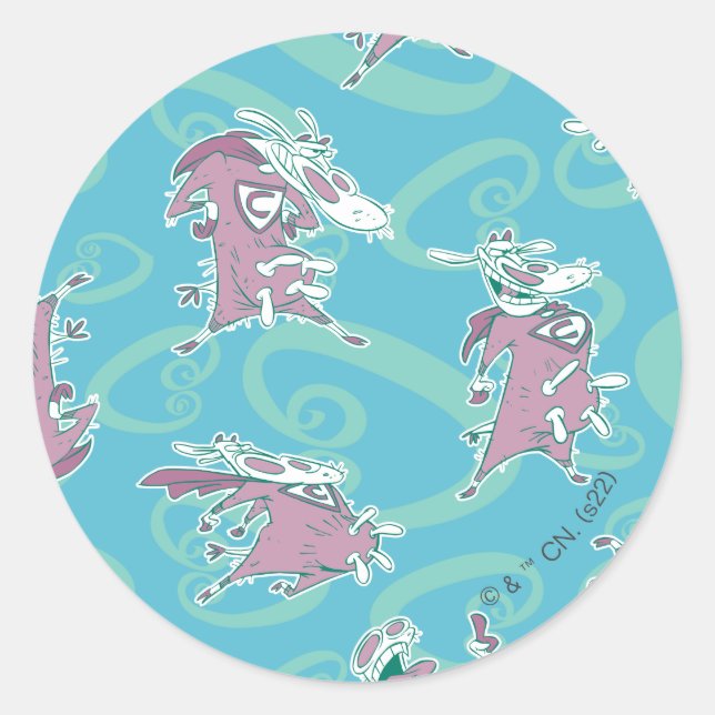 Cow and Chicken Super Cow Pattern Classic Round Sticker (Front)