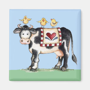 Cow and Chicks Magnet