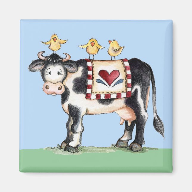Cow and Chicks - Magnet (Front)