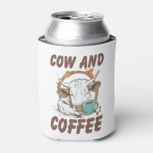 Cow and Coffee Png, Funny Western Girl Can Cooler
