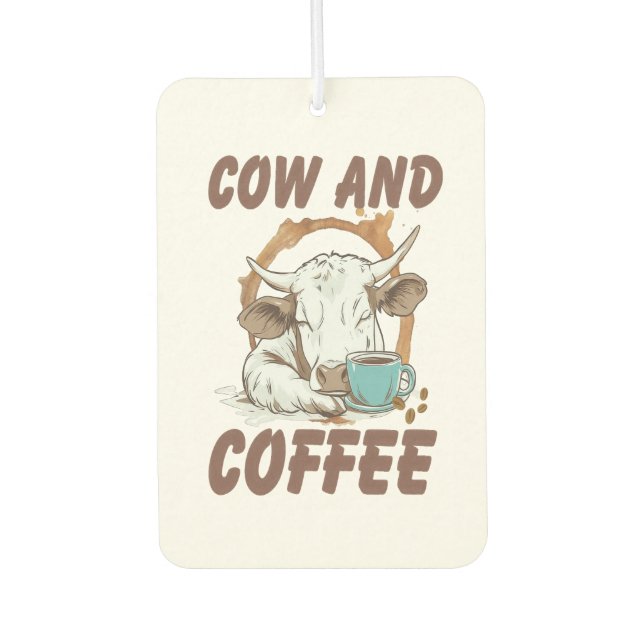 Cow and Coffee Png, Funny Western Girl Car Air Freshener (Front)