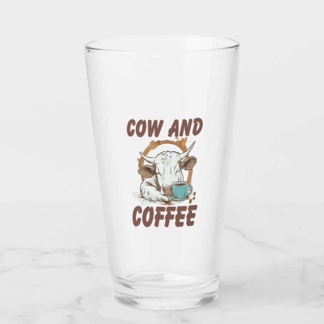Cow and Coffee Png, Funny Western Girl Glass (Front)