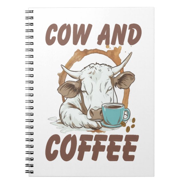 Cow and Coffee Png, Funny Western Girl Notebook (Front)
