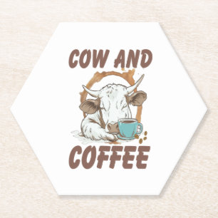 Cow and Coffee Png, Funny Western Girl Paper Coaster