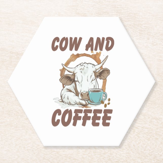 Cow and Coffee Png, Funny Western Girl Paper Coaster (Front)