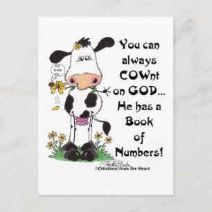Cow and Ladybug COWnt on God Postcard