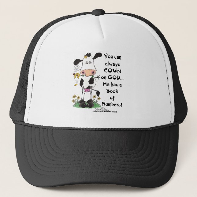 Cow and Ladybug COWnt on God Trucker Hat (Front)