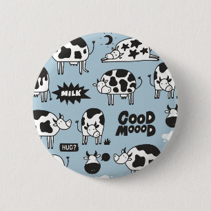 Cow and milk 6 cm round badge