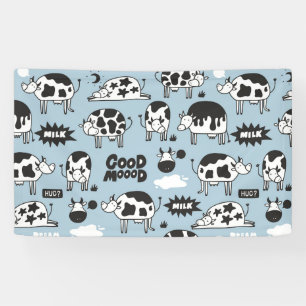Cow and milk banner