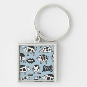 Cow and milk key ring