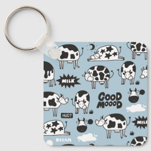 Cow and milk key ring