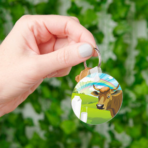 Cow And Milk Keychain