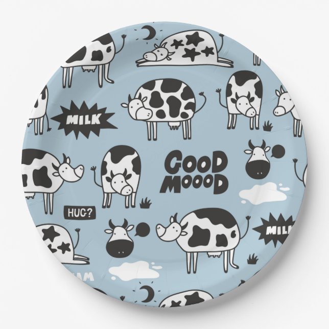 Cow and milk paper plate (Front)