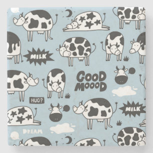 Cow and milk stone coaster