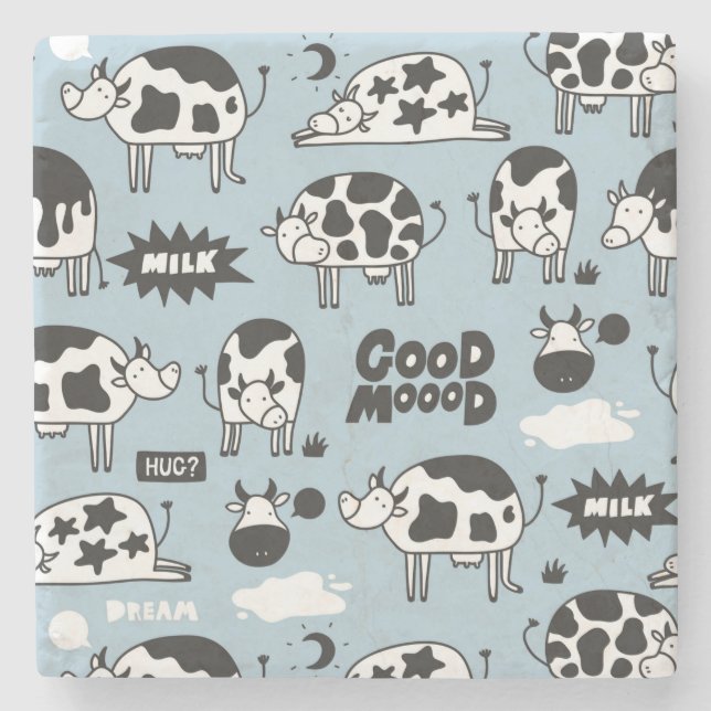 Cow and milk stone coaster (Front)