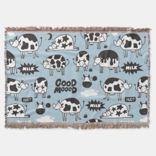 Cow and milk throw blanket