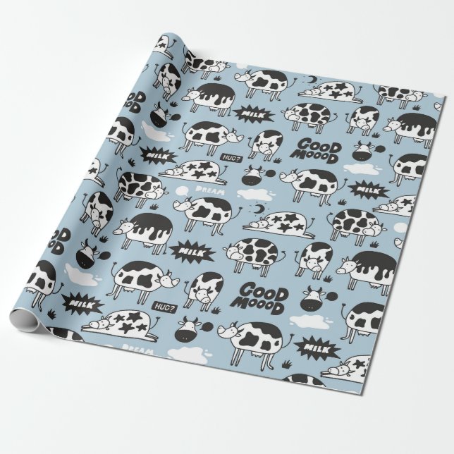 Cow and milk wrapping paper (Unrolled)