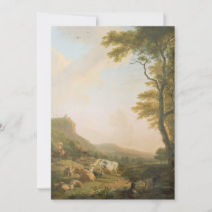Cow and their Shepherdess at the River Holiday Card