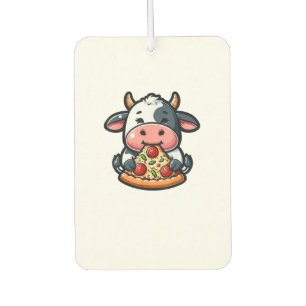 Cow Animal Eating Pizza Margherita Meal Foodies _1 Car Air Freshener