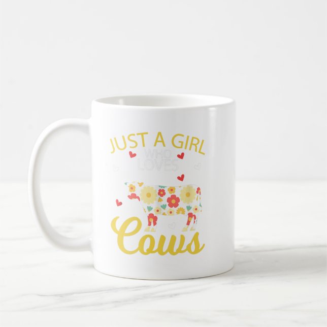 Cow Animal Lover Just A Girl Who Loves Cows. Perfe Coffee Mug (Left)