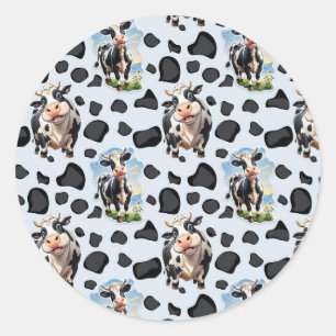 Cow Animal Pattern Design  Classic Round Sticker