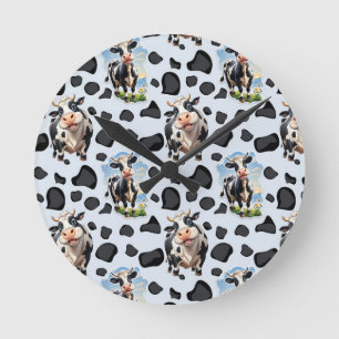 Cow Animal Pattern Design  Round Clock