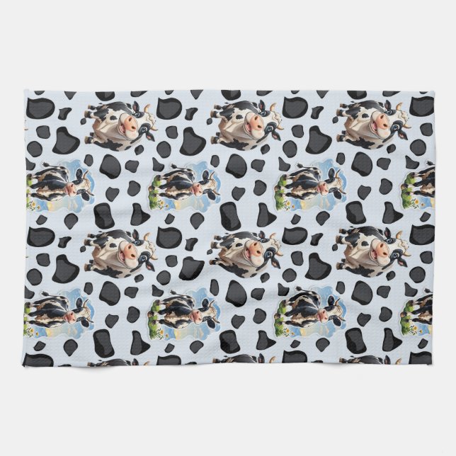 Cow Animal Pattern Design  Tea Towel (Horizontal)