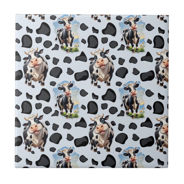 Cow Animal Pattern Design  Tile (Front)