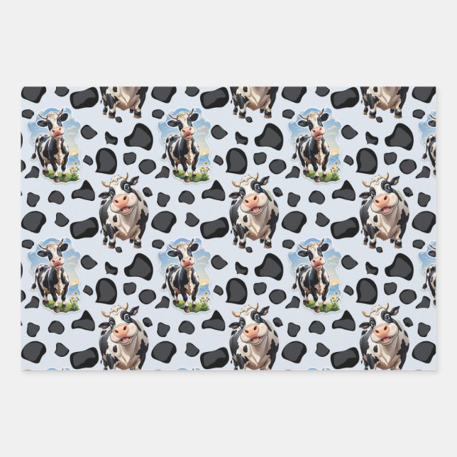 Cow Animal Pattern Design  Wrapping Paper Sheet (Front)