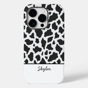 Cow Animal Print Custom Cursive Name iPhone 14 Pro Case