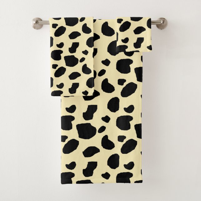 Cow Animal Skin Colour Pattern Design  Bath Towel Set (Insitu)