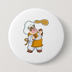 Cow as Cook with Dough 7.5 Cm Round Badge