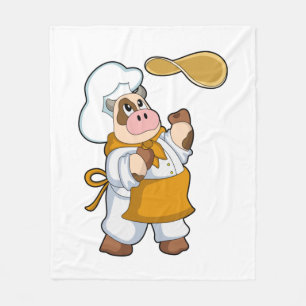Cow as Cook with Dough Fleece Blanket