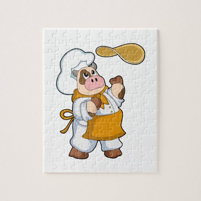 Cow as Cook with Dough Jigsaw Puzzle (Vertical)