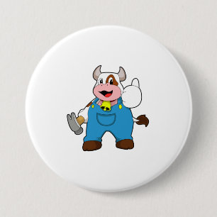 Cow as Craftsman with Hammer 7.5 Cm Round Badge
