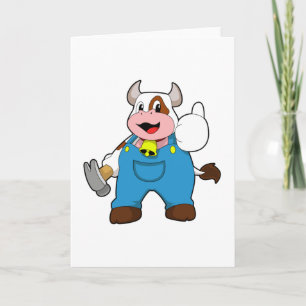 Cow as Craftsman with Hammer Card