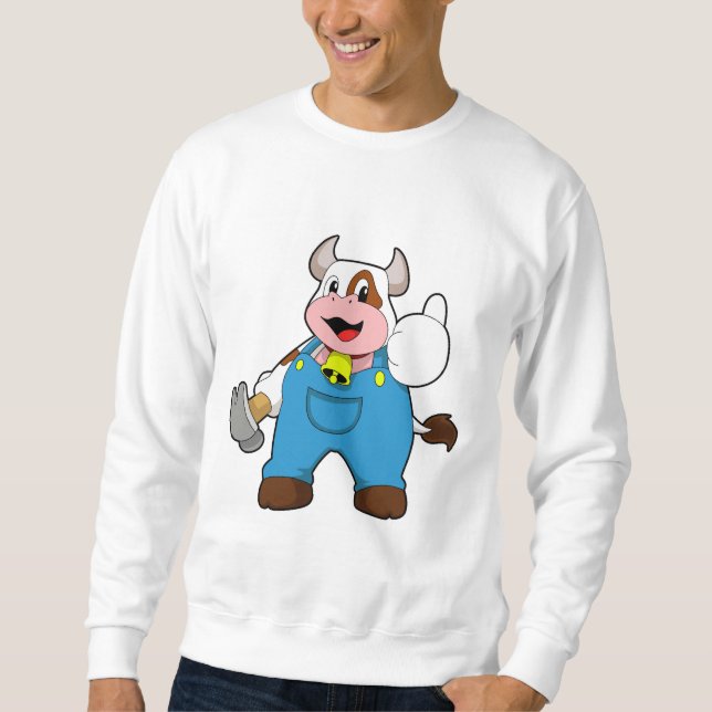 Cow as Craftsman with Hammer Sweatshirt (Front)