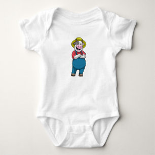 Cow as Farmer with Hat Baby Bodysuit